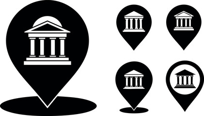 Fototapeta premium Bank location pin icon set vector illustration