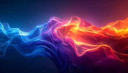 Glowing, ethereal waves of vibrant color, split in blue and orange, against a dark backdrop