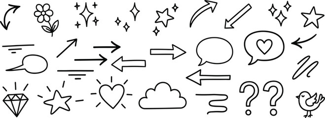 Hand drawn doodle elements collection for design and decoration