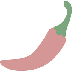 Illustration Of A Single Pink Chili Pepper With A Green Stem On A Transparent Background Isolated Object