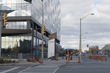 Fototapeta premium exterior of H.H. Angus and Associates Ltd (engineering consultant) building located at 1176 Eglinton Av E, Toronto