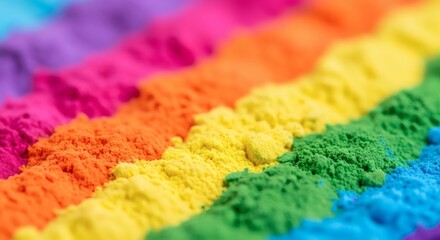 Abstract Rainbow Lines of Colorful Holi Powder Macro Close-up