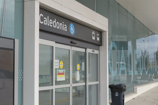 exterior of Caledonia LRT Station, Eglinton Crosstown, public transit, located at 2400 Eglinton Av near Westside Mall, Toronto