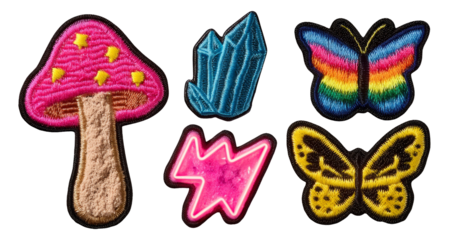 Colorful Fantasy Night Embroidered Patches with Creative Designs and Shapes