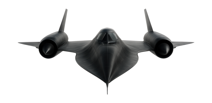 Angular black aircraft with a sleek fuselage and swept-back wings.