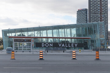 Fototapeta premium Don Valley Station (formerly Science Centre Station) LRT, Eglinton Crosstown, located at 1185 Eglinton Av E, Toronto