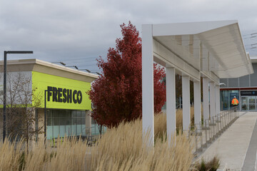 Fototapeta premium Caledonia LRT Station – Main Entrance with view of FreshCo Eglinton & Gabian 2330 Eglinton Av W, Toronto
