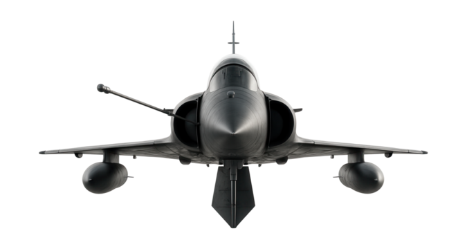 Versatile fighter featuring a retractable probe and a prominent ventral stabilizer.