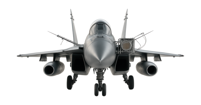 Dual-engine multirole fighter featuring a prominent air superiority radar system.