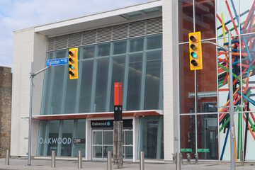 Fototapeta premium exterior of Oakwood LRT Station located at 1582 Eglinton Av W (at Oakwood Av), Toronto