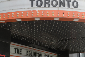 Fototapeta premium close-up of front entrance of The Eglinton Grand, an event venue, located at 400 Eglinton Av W, Toronto
