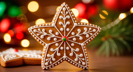 Homemade gingerbread star on the table