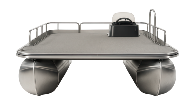 Dual pontoon boat featuring a roomy flat deck for ample space and stability.