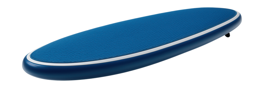 Inflatable paddleboard featuring a non-slip surface and blue design.