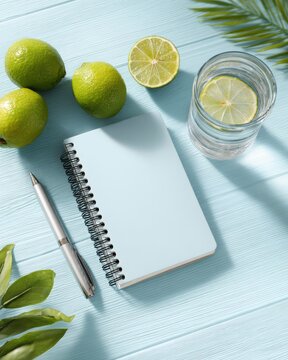 Sobriety support items journal calendar pen heart symbol