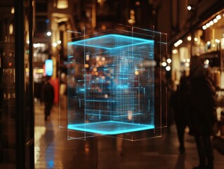 Augmented reality overlayed on a city nightscape futuristic design