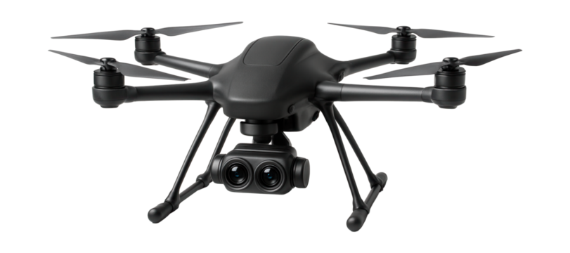 Hexacopter featuring dual cameras for concurrent video capture.