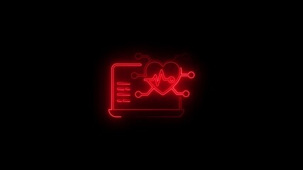 Vibrant red neon outline of a laptop computer with abstract interconnected shapes, symbolizing digital technology, network connections, data processing, and innovation in a dark, futuristic setting - Powered by Adobe