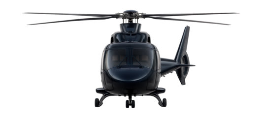 Twin-blade chopper featuring a spacious cabin and distinctive tail fin.