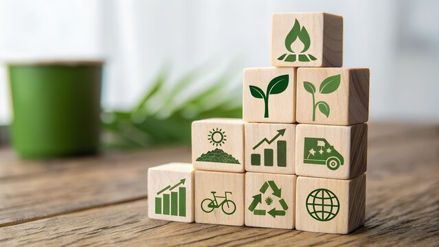 Wooden blocks with environmental