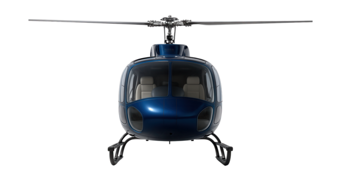 Helicopter with a roomy cabin and bubble-style side doors.