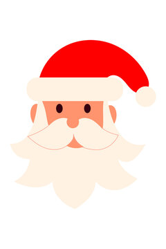 Funny Santa Claus illustration PNG with a red hat, fluffy white beard. Perfect for cards, gift tags, kids&rsquo; crafts, holidays, stickers, and seasonal digital projects