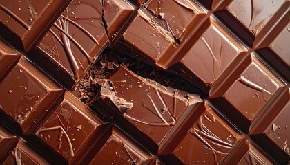 Delicious Dark Chocolate Bar Close-Up: Broken Pieces & Rich Texture - Perfect for Food Blogs & Sweet Treat Marketing