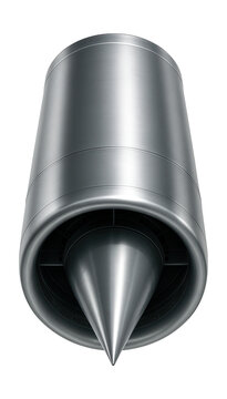 Cylindrical ramjet engine featuring a conical intake spike.