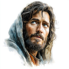 Watercolor Painting of Jesus &ndash; Spiritual Religious Illustration