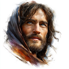 Watercolor Painting of Jesus &ndash; Spiritual Religious Illustration