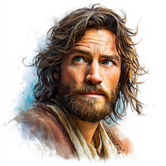 Watercolor Painting of Jesus &ndash; Spiritual Religious Illustration