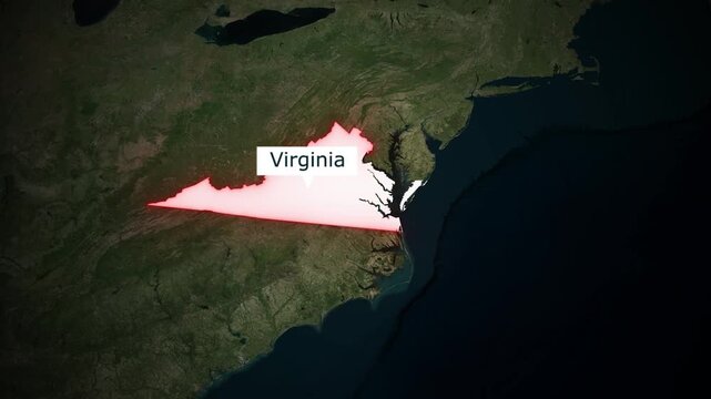 Virginia State Location Satellite Geography Coastal View United States Map Regions Topography Natural Landscape Country