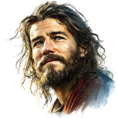 Watercolor Painting of Jesus &ndash; Spiritual Religious Illustration
