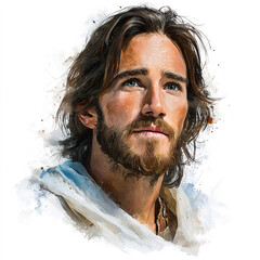 Watercolor Painting of Jesus &ndash; Spiritual Religious Illustration