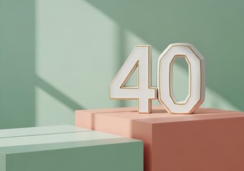 Celebrate a milestone with elegance! Forty years symbolized in modern pastel hues, perfect for birthday, anniversary, or corporate events, sophisticated design