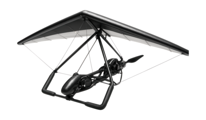 Lightweight motorized hang glider featuring carbon fiber parts and dual control bars.