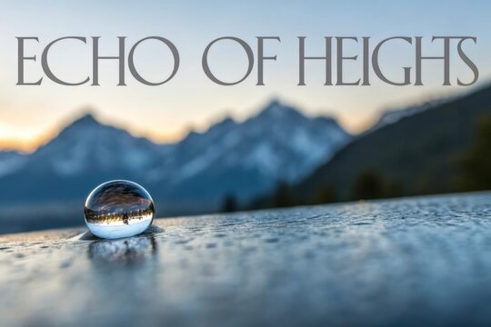 A crystal ball reflecting a mountain range landscape during sunset