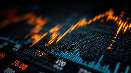 Obraz premium Abstract Financial Data Visualization with Stock Market Trends and Colorful Graphs and Charts