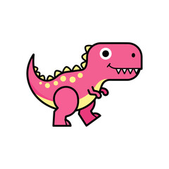 Cartoon Pink Tyrannosaurus Rex with Yellow Accents Illustration. © Basecamp