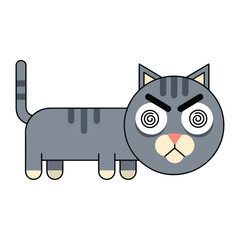 Cartoon cat with swirling eyes and a grumpy expression.
