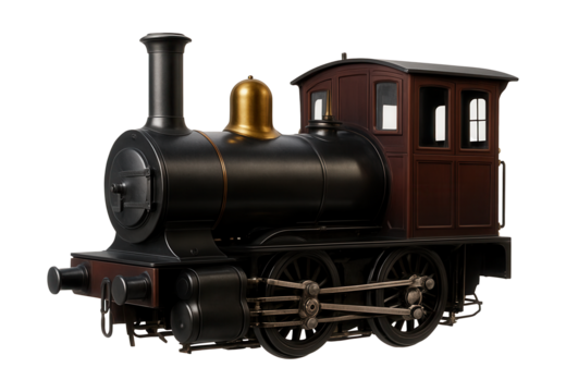 Compact steam engine featuring a small cab and visible piston rods on both sides.