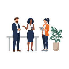 Obraz premium Diverse Professionals Collaborating in a Modern Office Setting.