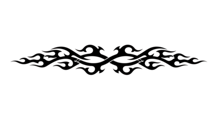 Tribal flame design, White with interlocking elements, cutout, PNG isolated on transparent background