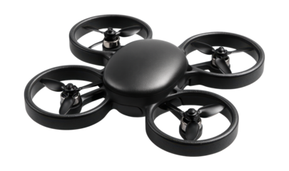 Compact drone featuring a round body and four protected rotors.