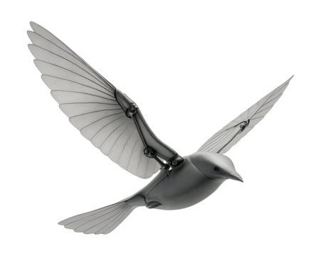 Biomimetic flapping-wing drone with flexible wing joints.