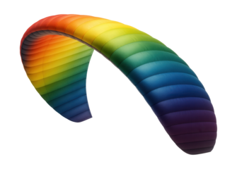 Colorful paramotor wing featuring a rainbow gradient and sturdy leading edge.