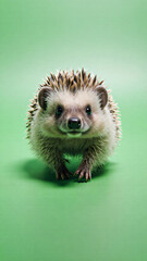 hedgehog on a green background