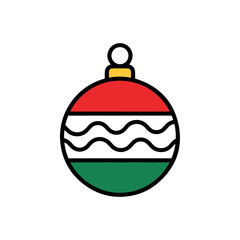 Festive Christmas Ornament with Red, White, and Green Stripes.