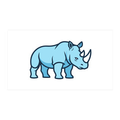 Stylized Light Blue Rhino Illustration with Bold Black Outlines.