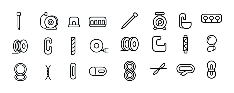 Collection of minimalist tool and object icons in black and white
